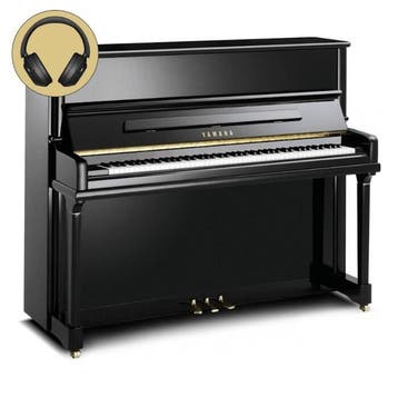 Yamaha P124 M SH3 PE messing silent piano (zwart hoogglans), Nieuw, Zwart, Piano