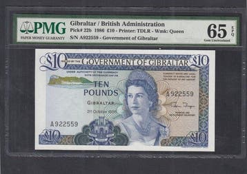 Gibraltar. - 10 Pounds - 1986 - Pick 22b (Zonder