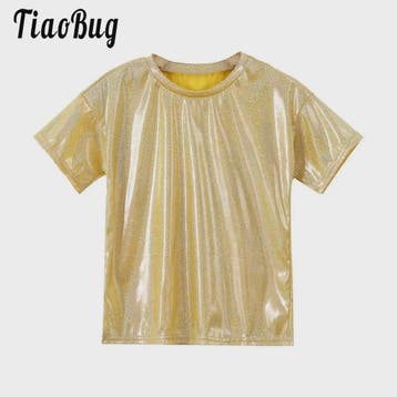 Glanzend Metallic Kinder T-shirt - Perfect voor Dans & Perfo, Verzenden, Nieuw