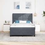 vidaXL Boxspringbed met matras Donkergrijs 200 x 140 cm, Verzenden, Nieuw, Grijs, Stof