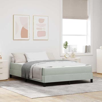 vidaXL Boxspringbed met matras Lichtgrijs 160 x 210 cm Stof, Verzenden, Nieuw, Grijs, Stof