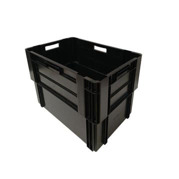 Nestbare Stapelkrat, 600x400x420 mm, euronorm, zwart, Ophalen of Verzenden