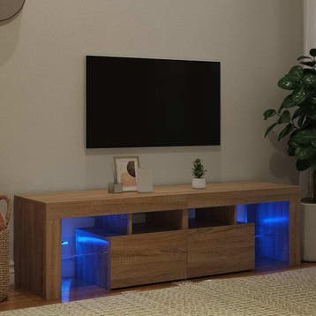 vidaXL Tv-meubel LED-verlichting 140x36,5x40 cm sonoma, Huis en Inrichting, Minder dan 50 cm, Verzenden, Nieuw, Minder dan 100 cm