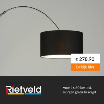Rietveld-Vloerlampen-Zwart-Staal, Stof, Verzenden, Nieuw