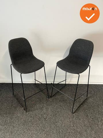 Universele Barkruk - Set van 2 - antracietgrijze stoffering, Vergader- of Presentatieruimte, Ophalen of Verzenden, Gebruikt, Stoel