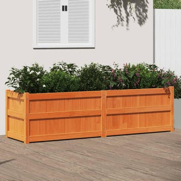 vidaXL Plantenbak 180x50x50 cm massief grenenhout wasbruin, Tuin en Terras, Bloembakken en Plantenbakken, 100 cm of meer, Verzenden