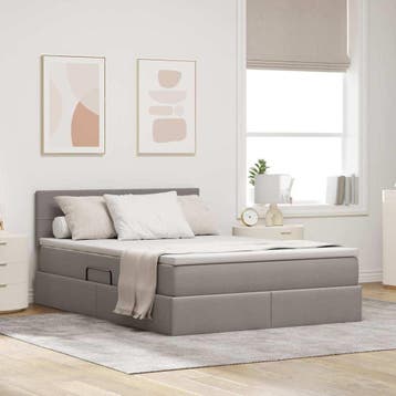 vidaXL Opbergbed met matras met hoofdeinde Taupe 120 x 200, Verzenden, Nieuw