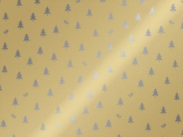 Kerst cadeaupapier op rol Zilveren Kerstbomen Goud 50 cm –, Ophalen of Verzenden, Nieuw, Overige typen