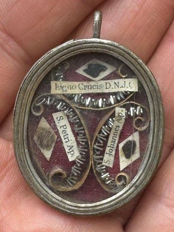 Reliekhouder - Brons, Glas, Textiel - 1800-1850 - Heilige