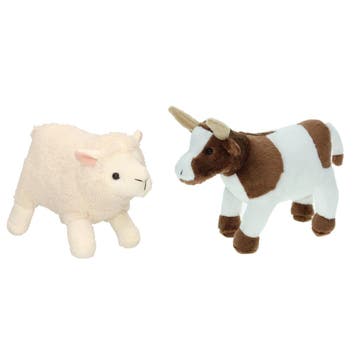 Pluche boerderijdieren knuffelset - koe en lammetje - 22 cm, Verzenden, Nieuw