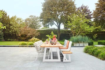 Suns Ovada tuintafel met bank 340 cm wit frame SALE |, Tuin en Terras, Tuinsets en Loungesets, Ophalen of Verzenden, Nieuw