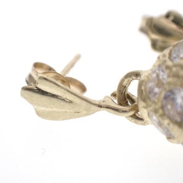 Gouden oorbellen met zirconia stenen, Gebruikt, Ophalen of Verzenden, Met edelsteen, Goud