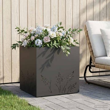 vidaXL Plantenbak Zwart 50 x 50 x 49 cm Koudgewalst staal, Verzenden, Minder dan 60 cm, Nieuw, Metaal