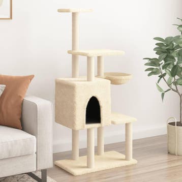vidaXL Kattenmeubel met sisal krabpalen 131 cm crèmekleurig, Verzenden, Nieuw