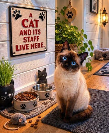 “A Cat and Its Staff Live Here” – Humoristisch