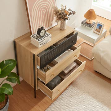 Commode Tysnes dressoir 80x80x40 cm eikenkleurig en zwart [e, Verzenden, Nieuw