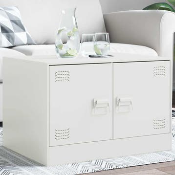 vidaXL Salontafel 67x50x44 cm staal wit, Huis en Inrichting, Tafels | Salontafels, Verzenden, Nieuw, Metaal, 50 tot 100 cm
