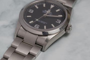 Rolex Explorer 114270 Zwarte Wijzerplaat 2010 Full Set, Staal, Gebruikt, Polshorloge, Ophalen of Verzenden