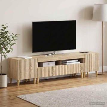 vidaXL 3-delige LED TV-kast ARNHEM 3 st Sonoma Eiken Bewerkt, Minder dan 50 cm, Verzenden, Nieuw, Minder dan 100 cm