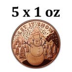 Verenigde Staten. 5 x 1 oz Let it Snow Snowman 999 Fine