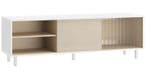 Modern TV-meubel 140 cm – Wit/Beige met Schuifdeuren en Glas, Verzenden, Nieuw