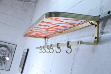 Kapstok - Vintage bagagerek voor trein met haken -