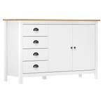 vidaXL Dressoir Hill 130x40x80 cm massief grenenhout wit, 100 tot 150 cm, Verzenden, Nieuw, Grenenhout