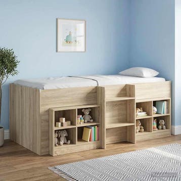 vidaXL Kinder Hoogslaper Sonoma Eiken 98.5 x 200 cm Bewerkt, Verzenden, Nieuw, Bruin, Hout
