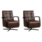 Set van 2 Leren draaifauteuils Mind - Vintage Brown (bruin), Huis en Inrichting, Fauteuils, Nieuw, Ophalen of Verzenden, 50 tot 75 cm
