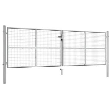 vidaXL Tuinpoort gegalvaniseerd staal 400x125 cm zilver, Verzenden, Nieuw