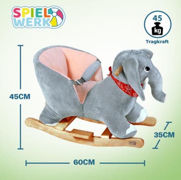 Schommeldier Olifant met veiligheidsgordel hobbeldier, Verzenden, Nieuw