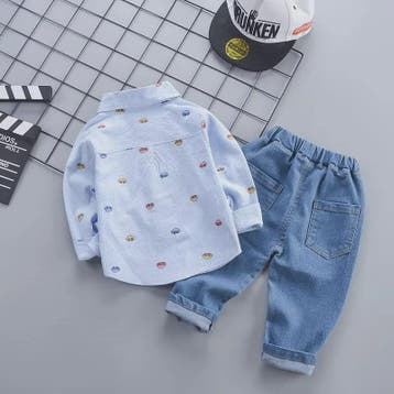 Schattige Baby Jongens Kleding Set: Auto Print Overhemd met, Verzenden, Nieuw