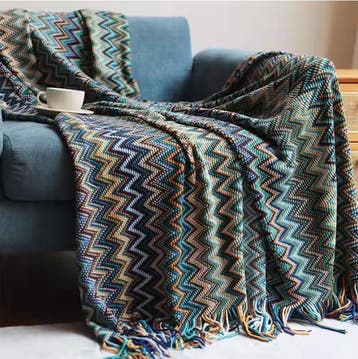 Gebreide Plaid met Kwastjes Zachte Bohemian Deken Bank, Verzenden, Nieuw