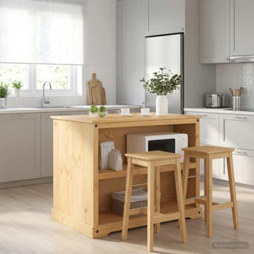 vidaXL Keuken Eiland Set Honing Wax 112 x 77 x 91,5 cm, Verzenden, Nieuw, Bruin