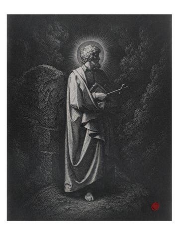 Messaggero della Luce – Afdruk op leer 85,00 x 68,00 CM -