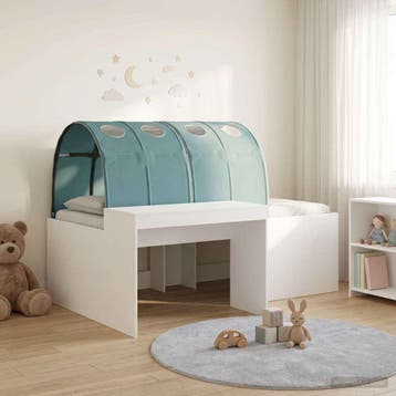vidaXL Bed met Tunnel 4 st Wit en Lichtblauw Bewerkt hout, Huis en Inrichting, Verzenden, Nieuw, Bruin, Hout