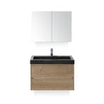 Dante Badmeubelset 80 cm - Natuur Eiken - Wastafel Hardsteen, Ophalen of Verzenden, Nieuw