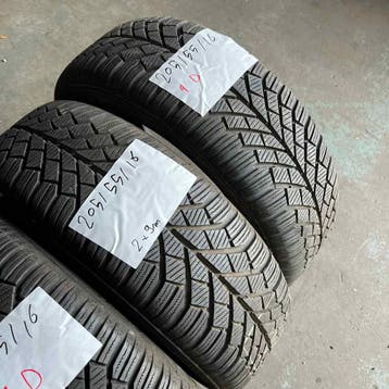 4 x Continental Winter TS830 205-55-16 Winterbanden 9mm, Gebruikt, 16 inch, Band(en), Personenwagen