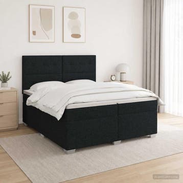 vidaXL Boxspringbed met matras met hoofdeinde Zwart 200 x, Verzenden, Nieuw, Tweepersoons, Zwart