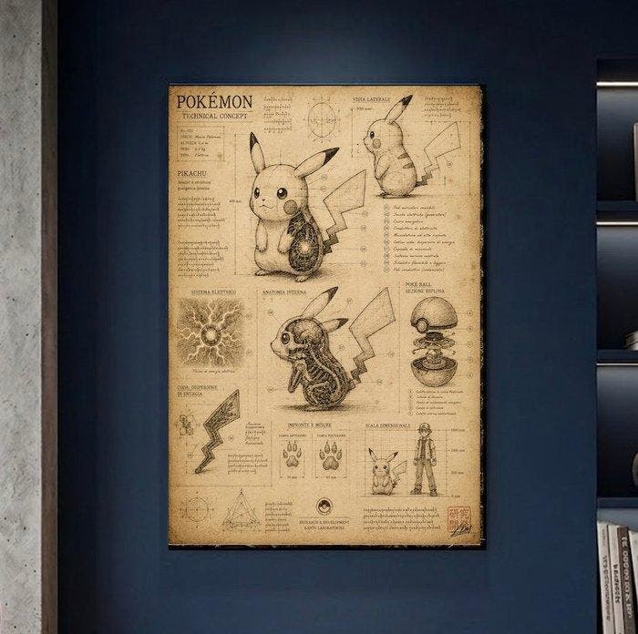 Ldm. - Pokémon Technical Concept – Pikachu Blueprint By, Spelcomputers en Games, Spelcomputers | Overige Accessoires