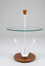 Table ambulante - Memphis-stijl - Glas, Hout, Metaal