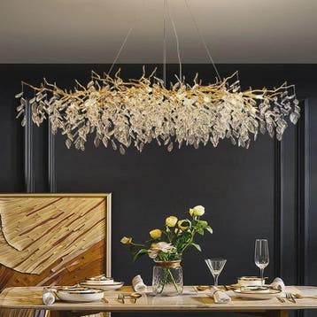 Luxe Gouden Kristallen LED Kroonluchter - Plafondlamp & Hang, Verzenden, Nieuw