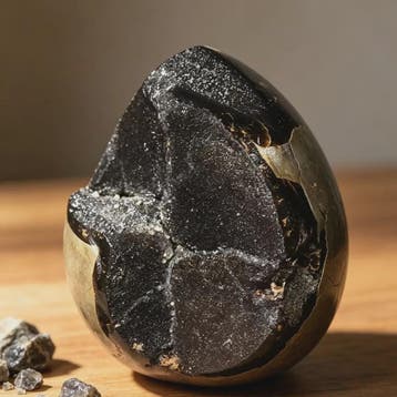 Septarian Draken Ei Kristal Geode - Zwart Kwarts voor Spirit, Verzenden, Nieuw in verpakking