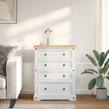 vidaXL Opbergkisten Corona Wit 92 x 48 x 114 cm Massief, Huis en Inrichting, Woonaccessoires | Kisten, Verzenden, Nieuw