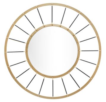 WANDSPIEGEL GLAM DONKER CM Ø 81X6,5 (SPIEGEL CM Ø 41,5) -, Huis en Inrichting, Ophalen of Verzenden, Nieuw