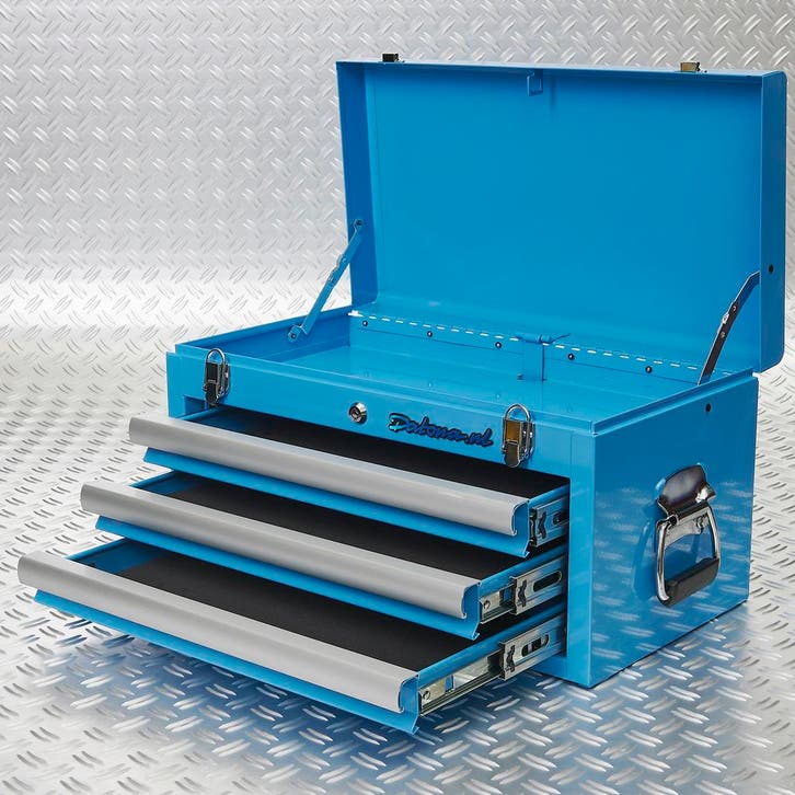 Datona Gereedschapskist met drie lades - blauw - Datona, Doe-het-zelf en Verbouw, Gereedschapskisten, Nieuw, Ophalen of Verzenden