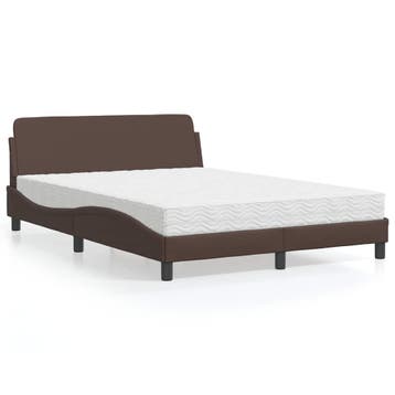 vidaXL Bed met matras Dover kunstleer bruin 120x200 cm, Overige materialen, Bruin, Verzenden, Nieuw