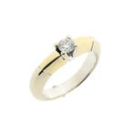 Bicolor gouden solitair ring met diamant; 0,25 ct., Gebruikt, Overige kleuren, Ophalen of Verzenden, Kleiner dan 17