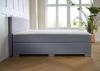 ACTIE! Boxspring Barcelona 140 200 Grijs, Verzenden, Nieuw, 140 cm, Twijfelaar