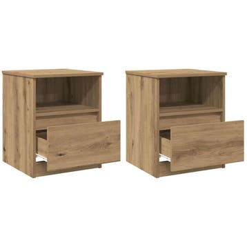 Set van 2 Nachtkastjes - Artisan Eiken - 34% korting, Minder dan 45 cm, Ophalen of Verzenden, Zo goed als nieuw, Minder dan 55 cm